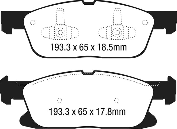 EBC 15+ Ford Edge 2.0 Turbo FWD Ultimax2 Front Brake Pads UD1818