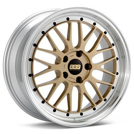 BBS STYLE LM 19X8.5 5X120 +32 CB82 GOLD FACE W/POLISHED LIP WHEEL / RIM