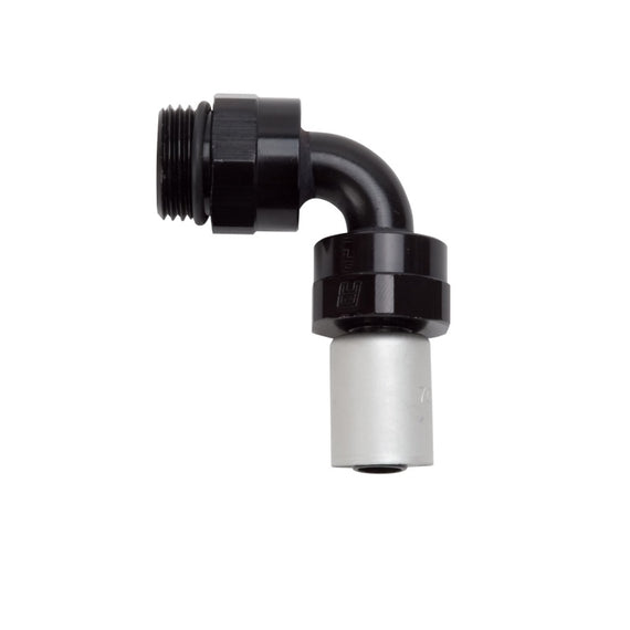 Russell Performance -8 SAE Port Male to -8 AN Hose 90 Degree Crimp On Hose End - Black Anodized 610840