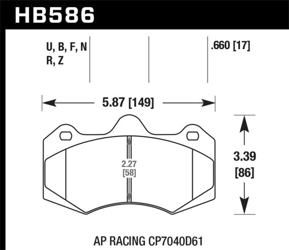 Hawk Performance Ceramic Street Brake Pads for AP Racing CP7040 HB586Z.660