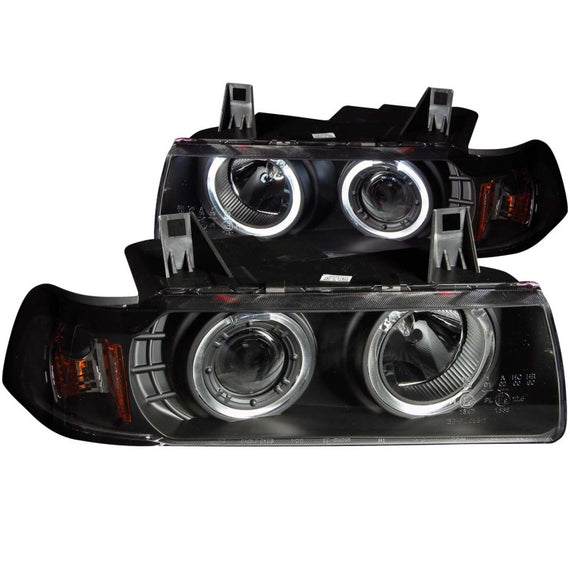 Anzo 121325 Black LED Halo Projector Headlights for 92-98 BMW 3 Series E36 121325