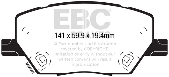 EBC 2015+ Fiat 500X 1.4L Turbo Yellowstuff Front Brake Pads DP42239R