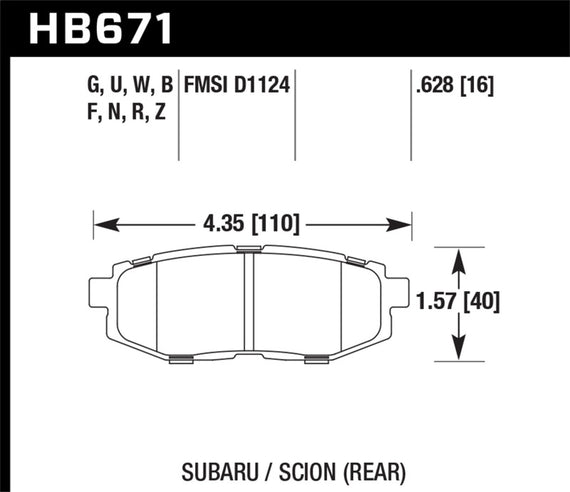 Hawk Performance HPS Front & Rear Brake Pads for Scion FRS Subaru BRZ Toyota 86 HB671F.628