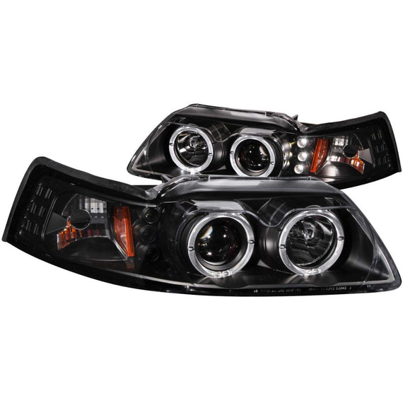 Anzo 121303 Black Projector Headlights with Halo G2 fit for 99-04 Ford Mustang 121303