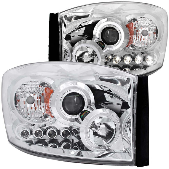 ANZO 2006-2008 Dodge Ram 1500 Projector Headlights w/ Halo Chrome 111210