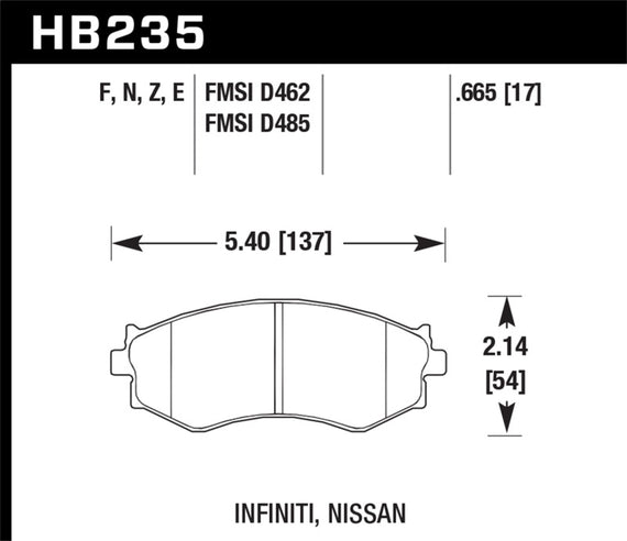 Hawk 91-96 Infiniti G20/ Nissan 240SX/ Sentra HP+ Street Front Brake Pads HB235N.665