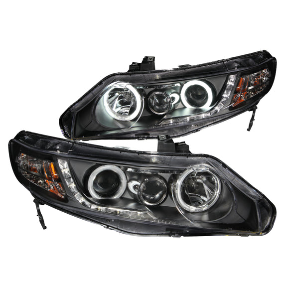 Anzo Projector Headlights Black w/ Halo For 06-11 Honda Civic 4DR/Hybrid #121454 121454