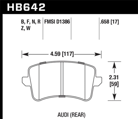 Hawk HPS Brake Pads Fits Audi HB642F.658 Rear HB642F.658