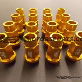 BLOX RACING LUG NUTS 12X1.5MM 16PC GOLD FOR HONDA FOR ACURA FOR TOYOTA FOR SCION