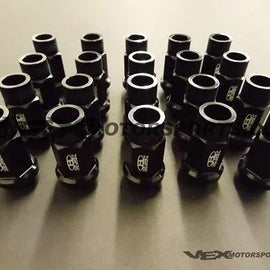 BLOX RACING LUG NUTS 12X1.5MM 20PC BLACK ALUMINUM FOR HONDA FOR ACURA FOR TOYOTA