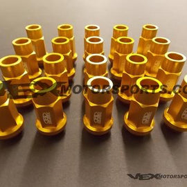 BLOX RACING LUG NUTS 12X1.5MM 20PC GOLD ALUMINUM FOR HONDA FOR ACURA FOR TOYOTA