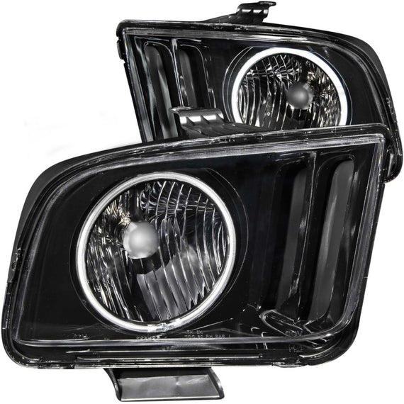 Anzo 121033 Black Clear Lens Crystal Headlights with Halo for 05-09 Ford Mustang 121033