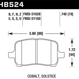 Hawk 06-09 Pontiac Solstice / 07-10 Saturn Sky DTC-60 Race Front Brake Pads HB524G.740