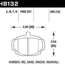 Hawk Performance HB132E.580 Low To Intermediate Torque Disc Brake Pads HB132E.580