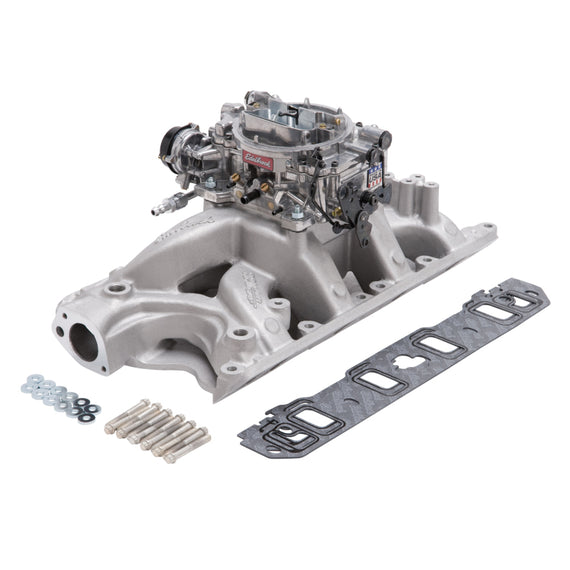 Edelbrock Manifold And Carb Kit Performer RPM Air-Gap Small Block Ford 351W Natural Finish 2034