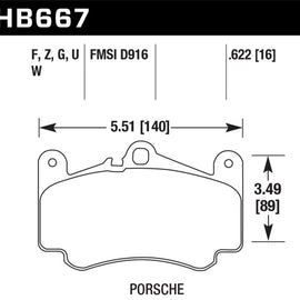 Hawk 09 Porsche 911 Carrera S w/ Iron Discs Front DTC-70 Race Brake Pads HB667U.622