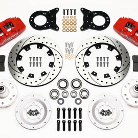 Wilwood Dynapro 6 Front Hub Kit 12.19in Drill Red 1970-1973 Mustang Disc & Drum Spindle 140-12945-DR