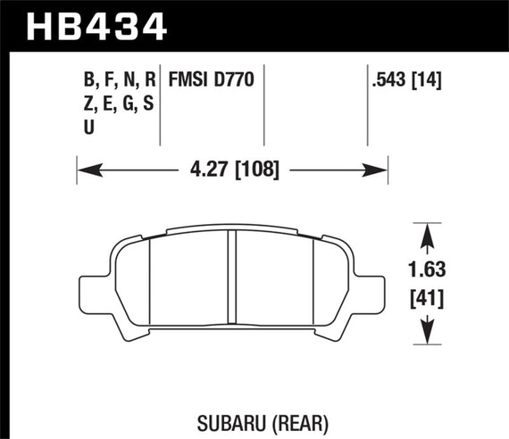 HAWK HB434F.543 HPS Performance Street Brake Pads for Subaru Forester 1998-2003 HB434F.543