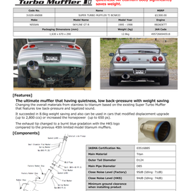 HKS SUPER TURBO MUFFLER TI BCNR33 RB26DETT 31029-AN008