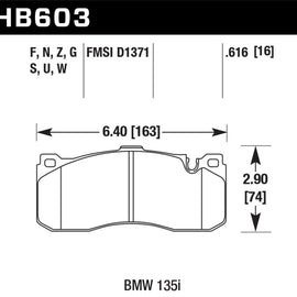 Hawk BMW 135i Performance Ceramic Street Front Brake Pads HB603Z.616