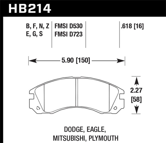 HAWK HB214F.618 HPS Performance Street Brake Pads Mitsubishi Diamante 1992-2001 HB214F.618