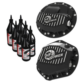 aFe Pro Series F&R Differential Cover Black w/ Machined Fins 13-18 RAM 6.7L w/ 75W90 Synth Gear Oil 46-70402-PL