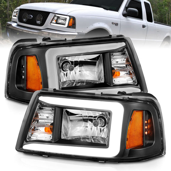 ANZO 2001-2011 for Ford for Ranger Crystal Headlights w/ Light Bar Black Housing 111511