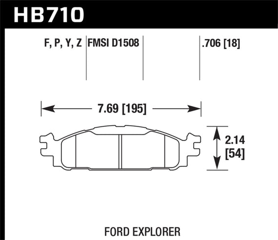 Hawk Ford/Lincoln 11-13 Explorer/09-13 Flex/10-13 Taurus/MKS/MKT Performance Ceramic Brake Pad HB710Z.706
