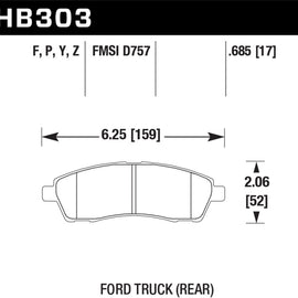 Hawk LTS Rear Brake Pads for 99-04 Ford F-250 Super Duty - HB303Y.685 HB303Y.685