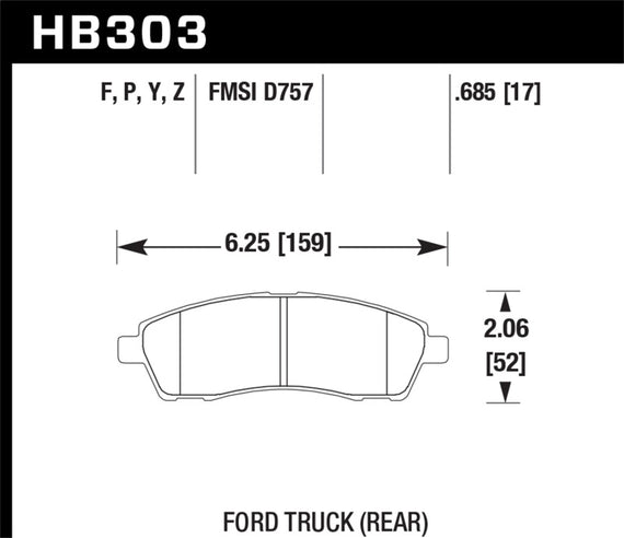 Hawk LTS Rear Brake Pads for 99-04 Ford F-250 Super Duty - HB303Y.685 HB303Y.685