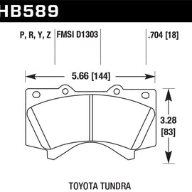 HAWK HB589P.704 SuperDuty Brake Pads Toyota Sequoia 2008 Toyota L& Cruiser 2008 HB589P.704