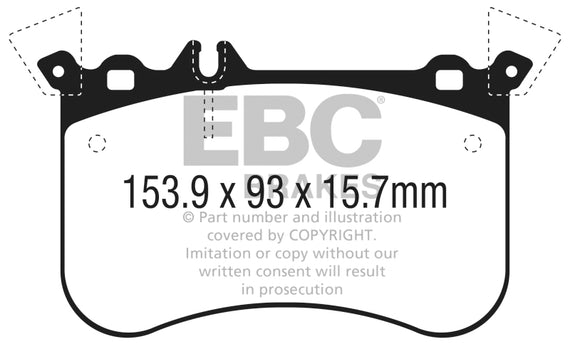 EBC Yellow Stuff Front Brake Pads for 14-18 Mercedes CLA45 AMG w/ 13.8