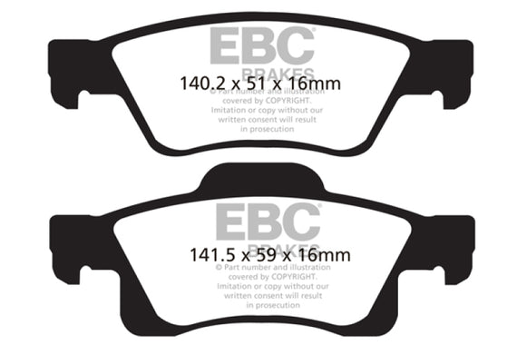 EBC 11+ Dodge Durango 3.6 Ultimax2 Rear Brake Pads UD1498