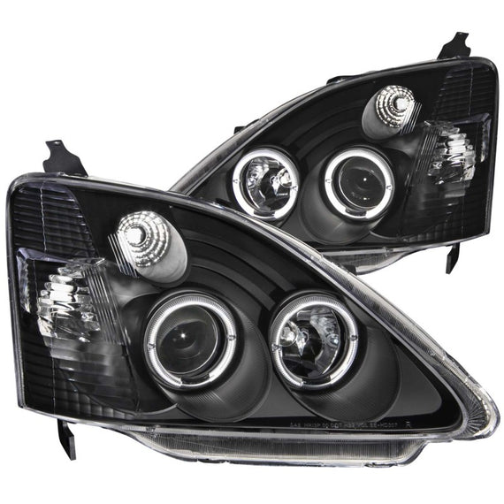 ANZO PROJECTOR HEADLIGHTS WHALO BLACK FITS 2002-2004 HONDA CIVIC 121057 121057
