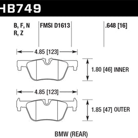 Hawk Performance HB749B.648 Disc Brake Pad HPS 5.0 w/0.648 Thickness Disc Brake HB749B.648