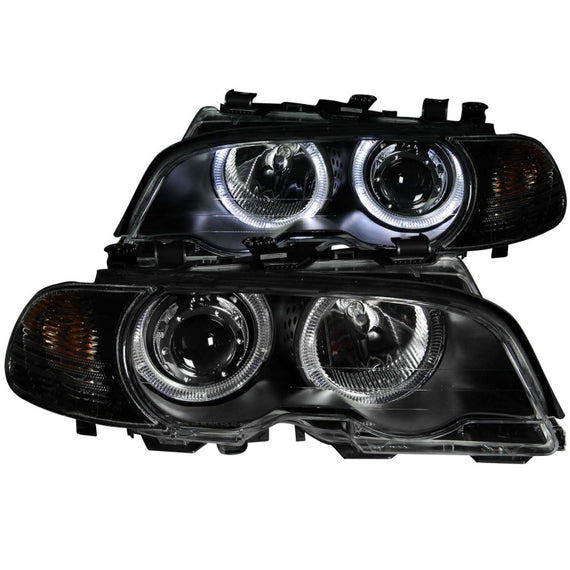 Anzo 121269 Black Halogen Projector Headlights for 99-04 BMW 3 Series E46 2DR 121269