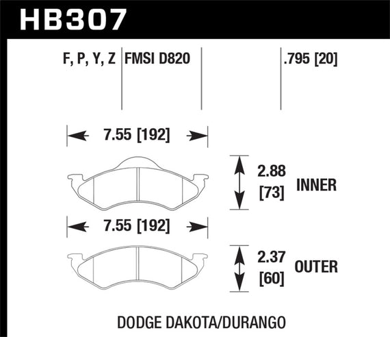 Hawk Super Duty Street Brake Pads HB307P.795