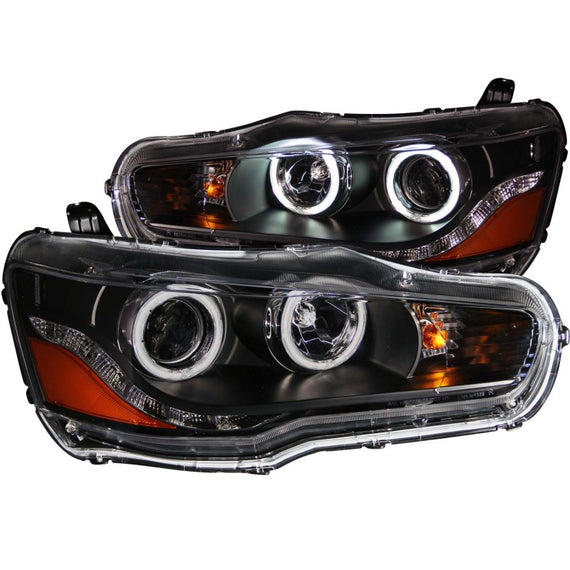 Anzo 121428 Black Projector Headlights with Halo fit for 08-15 Mitsubishi Lancer 121428