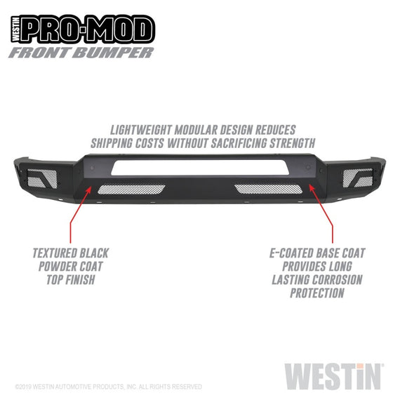 Westin 2019 Dodge Ram 1500 ( Excludes 1500 Classic & Rebel Models ) Pro-Mod Front Bumper - Text. Blk 58-41075