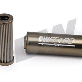 DeatschWerks In-line fuel filter element and housing kit, stainless steel 10 micron,-8AN,160mm. Universal