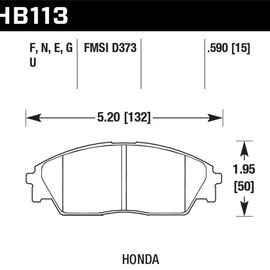 Hawk 88-91 Honda Civic 4WD / 90-91 CRX Si DTC 60 Front Brake Pads HB113G.590