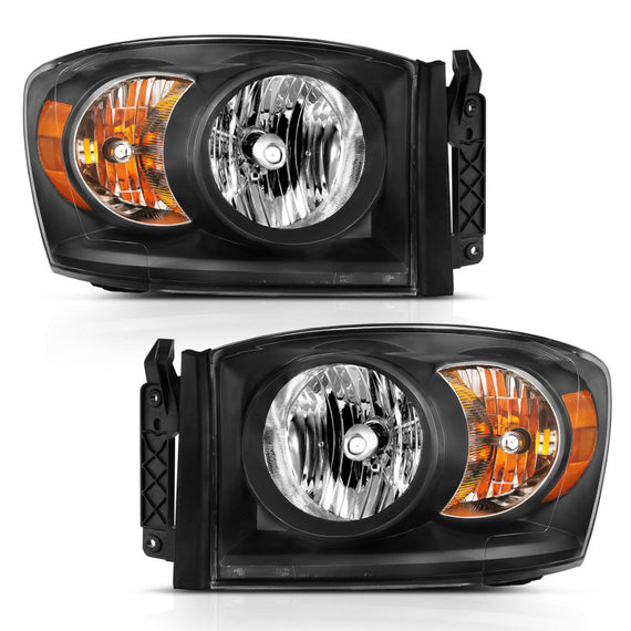 ANZO 2006-2009 for Dodge Ram 1500 Crystal Headlight  Black Amber 111427