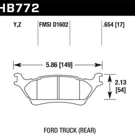 Hawk Performance HB772Y.654 Disc Brake Pad LTS w/0.654 Thickness Disc Brake Pad HB772Y.654