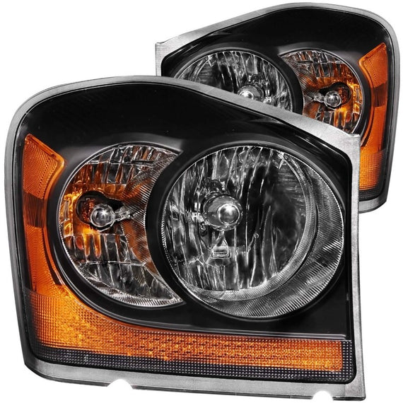 Anzo 111110 Black Clear Lens Halogen Bulb Crystal Headlights for 04-06 Durango 111110