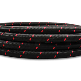 Vibrant -12 AN Two-Tone Black/Red Nylon Braided Flex Hose (5 foot roll) 11992R