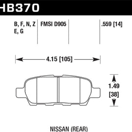 Hawk HB370Z.559 PC Performance Ceramic Brake Pads [Rear Set] HB370Z.559