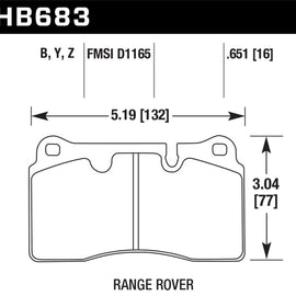 Hawk 08 Range Rover Sport LE / 06-09 Supercharged LTS Front Brake Pads HB683Y.651