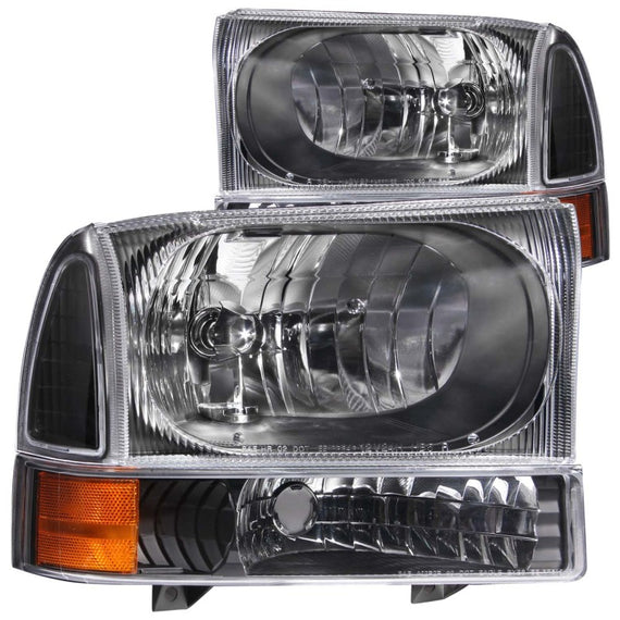 Anzo 111080 Black Halogen Crystal Headlight w/ Corner Lights for 00-04 Excursion 111080