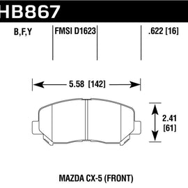 Hawk 13-16 Mazda CX-5 LTS Front Brake Pads HB867Y.622