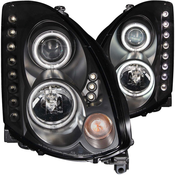 Anzo 121363 Black Projector Headlights Halogen Bulbs for 03-07 Infiniti G35 2DR 121363